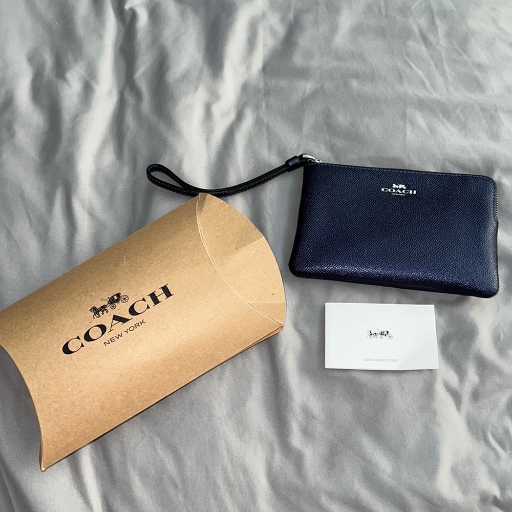 Coach Metallic Corner Zipper Wristlet